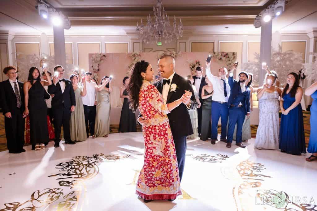Parent dance, guests circling, Nicole & Austin wedding at The Langham Pasadena