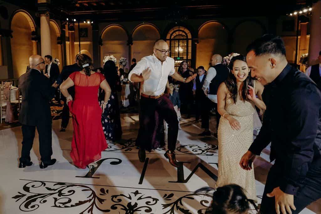 Packed dance floor at a Millennium Biltmore wedding in Los Angeles