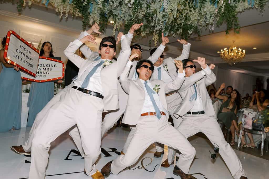 Groomsmen dance-off, Sarah & Jeff wedding at Mon Cheri, Garden Grove